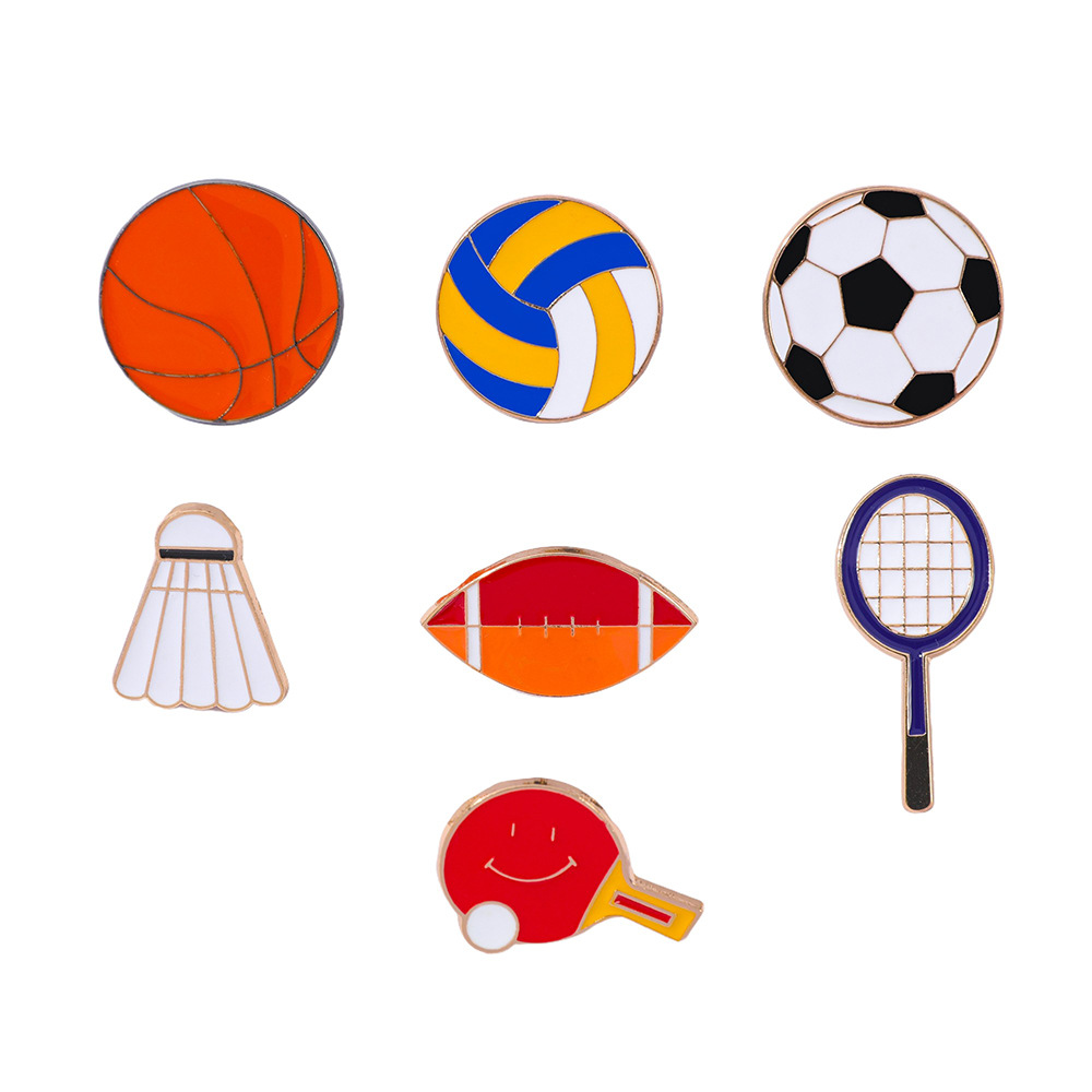 Table Tennis Cartoon - مجموعة واحدة من شارات معدنية على
