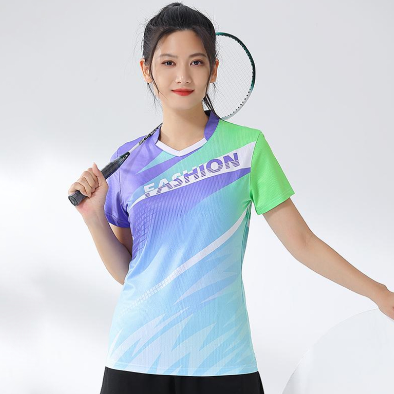 Table Tennis Shirt - قميص نسائي مطبوع تنس الريشة ،